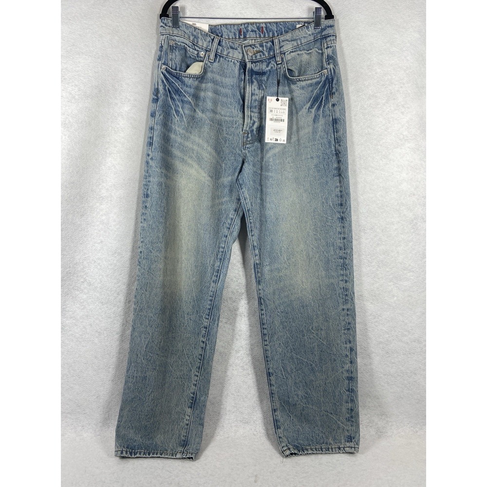 Zara Jeans Women's‎ 34x30 Blue The Mid Rise Relaxed Fit Denim NWT